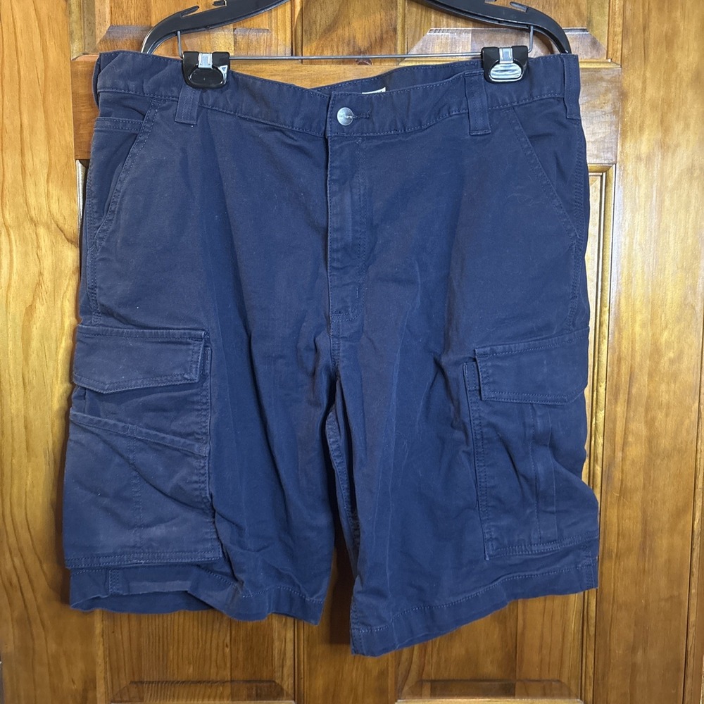 Carhartt Mens Blue Rugged Flex Relaxed Fit Cargo Shorts 40 Navy BS3542-M